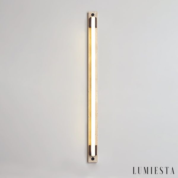 Slonevyr - Kinkiet nowoczesny orzech/żółty trawertyn do salonu, Ø5 x 60/80/100