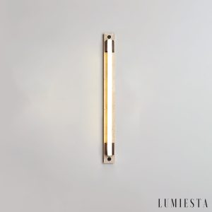 Slonevyr - Kinkiet nowoczesny orzech/żółty trawertyn do salonu, Ø5 x 60/80/100