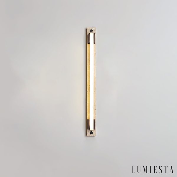 Slonevyr - Kinkiet nowoczesny orzech/żółty trawertyn do salonu, Ø5 x 60/80/100