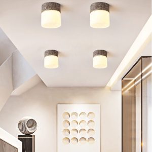 Soliventa - Lampa sufitowa trawertynowa, żółty lub szary do korytarza, Ø12x13 cm