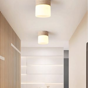 Soliventa - Lampa sufitowa trawertynowa, żółty lub szary do korytarza, Ø12x13 cm