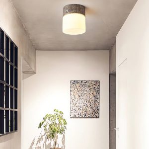 Soliventa - Lampa sufitowa trawertynowa, żółty lub szary do korytarza, Ø12x13 cm