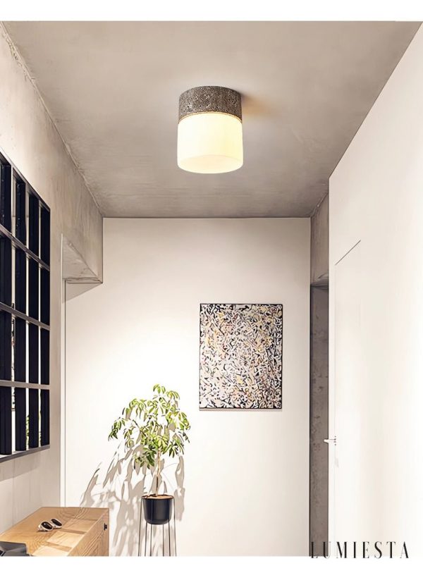 Soliventa - Lampa sufitowa trawertynowa, żółty lub szary do korytarza, Ø12x13 cm