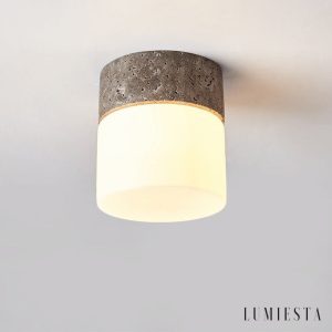 Soliventa - Lampa sufitowa trawertynowa, żółty lub szary do korytarza, Ø12x13 cm