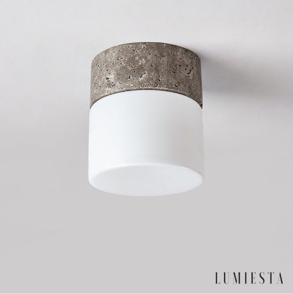 Soliventa - Lampa sufitowa trawertynowa, żółty lub szary do korytarza, Ø12x13 cm