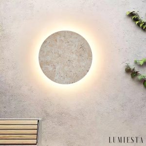 Solatva - Lampa wisząca trawertynowa, żółta, ściemnialna do salonu, Ø30 x H30 cm