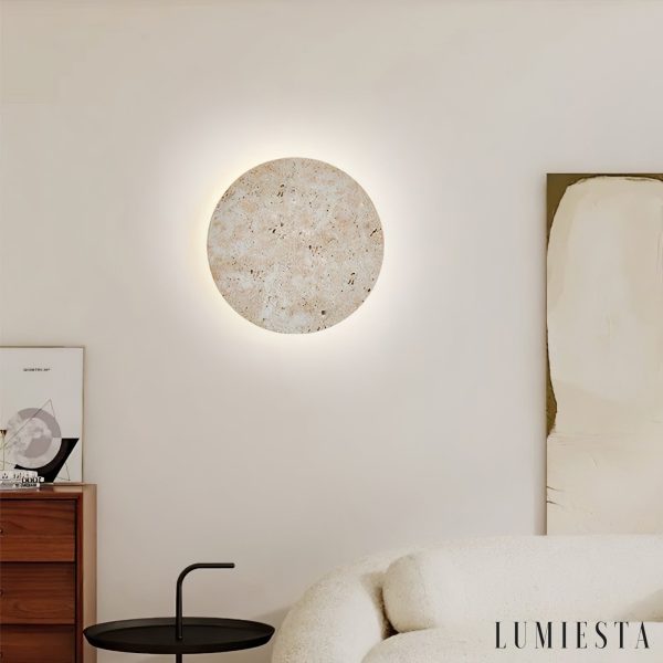 Solatva - Lampa wisząca trawertynowa, żółta, ściemnialna do salonu, Ø30 x H30 cm