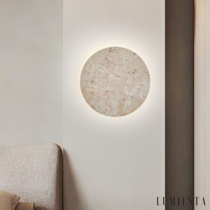 Solatva - Lampa wisząca trawertynowa, żółta, ściemnialna do salonu, Ø30 x H30 cm
