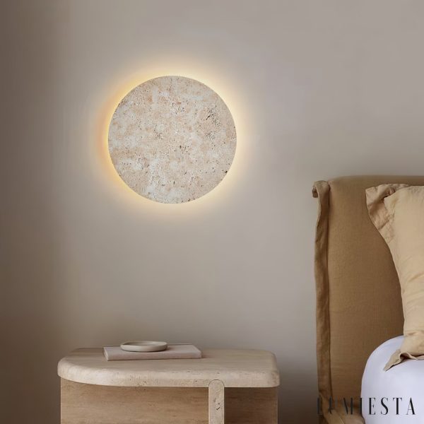 Solatva - Lampa wisząca trawertynowa, żółta, ściemnialna do salonu, Ø30 x H30 cm