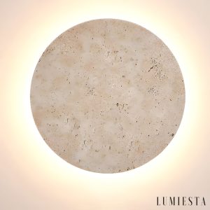 Solatva - Lampa wisząca trawertynowa, żółta, ściemnialna do salonu, Ø30 x H30 cm