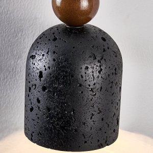 Spartis - Lampa wisząca travertynowo-drewniana, żółty/orzech, nad stół Ø10x22cm