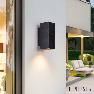 Strombolis - Kinkiet trawertynowy czarny, elegancki do sypialni 7x16/7x23 cm