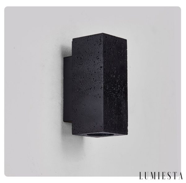 Strombolis - Kinkiet trawertynowy czarny, elegancki do sypialni 7x16/7x23 cm