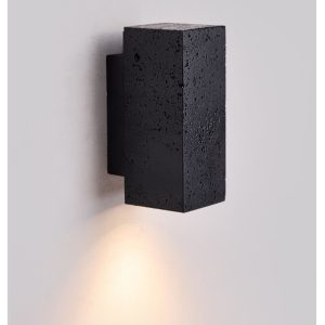 Strombolis - Kinkiet trawertynowy czarny, elegancki do sypialni 7x16/7x23 cm