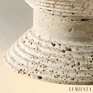 Taorminae - Lampa wisząca trawertynowa, żółta do jadalni, Ø14/16/18 cm