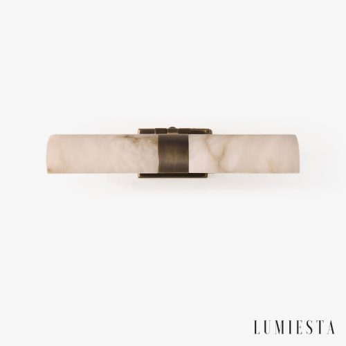 Titicara - Kinkiet alabastrowy nowoczesny, brązowo-biały do salonu 32x20x7 cm