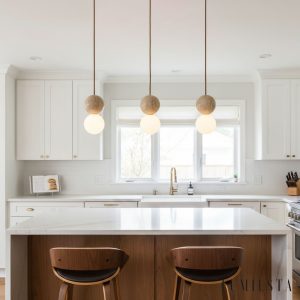 Travena - Lampa wisząca trawertynowa, żółto-biała do jadalni, Ø10/Ø15/Ø30/60 cm