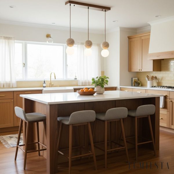 Travena - Lampa wisząca trawertynowa, żółto-biała do jadalni, Ø10/Ø15/Ø30/60 cm