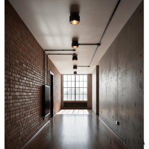 Umbrialis - Plafon skandynawski, orzech i czarny trawertyn do salonu Ø12 x 10 cm