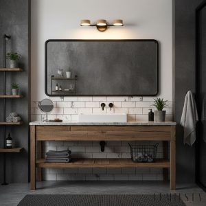 UrbinoX - Kinkiet trawertynowy miedziany, do łazienki nad lustro, Ø32/46 cm