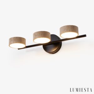 UrbinoX - Kinkiet trawertynowy miedziany, do łazienki nad lustro, Ø32/46 cm