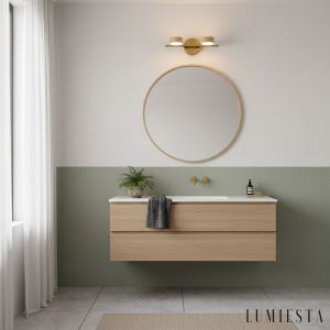 UrbinoX - Kinkiet trawertynowy miedziany, do łazienki nad lustro, Ø32/46 cm