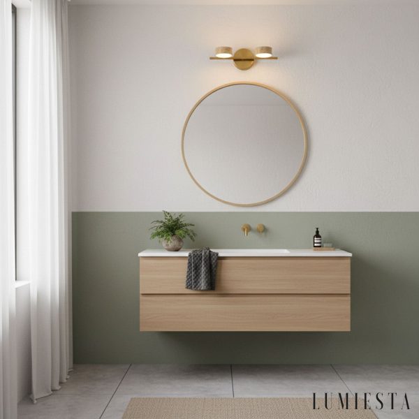 UrbinoX - Kinkiet trawertynowy miedziany, do łazienki nad lustro, Ø32/46 cm