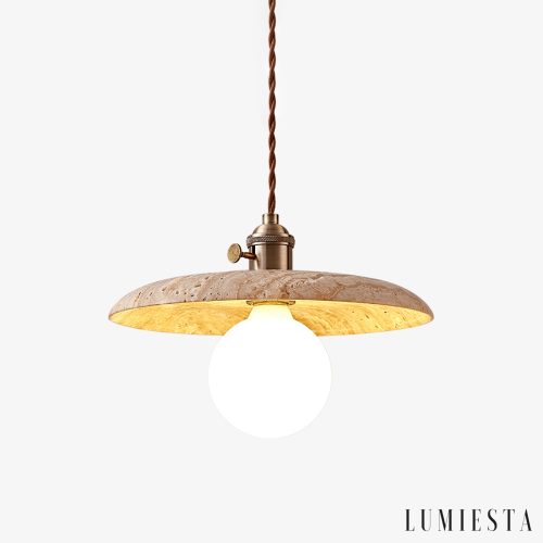 Veracrus - Lampa wisząca z żółtego trawertynu do jadalni, Ø25/30x18cm