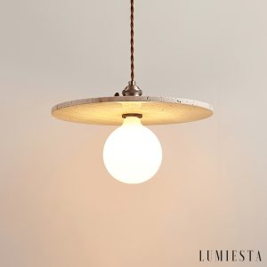 Veracrus - Lampa wisząca z żółtego trawertynu do jadalni, Ø25/30x18cm