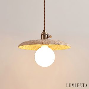 Veracrus - Lampa wisząca z żółtego trawertynu do jadalni, Ø25/30x18cm