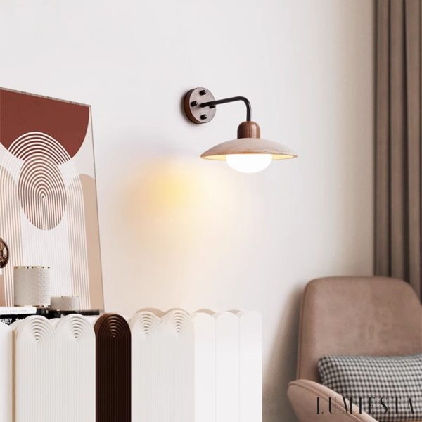 Veronix - Kinkiet nowoczesny trawertynowy złoty do salonu i sypialni Ø25x20cm