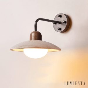 Veronix - Kinkiet nowoczesny trawertynowy złoty do salonu i sypialni Ø25x20cm