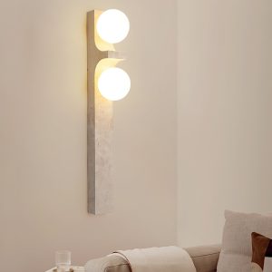 Vesuvia - Lampa wisząca trawertynowa, żółta, do salonu, Ø7 x 23/50 cm