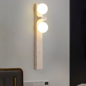Vesuvia - Lampa wisząca trawertynowa, żółta, do salonu, Ø7 x 23/50 cm