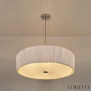Volcaria - Lampa wisząca nowoczesna, chrom i biała do salonu, Ø55/75/103 cm