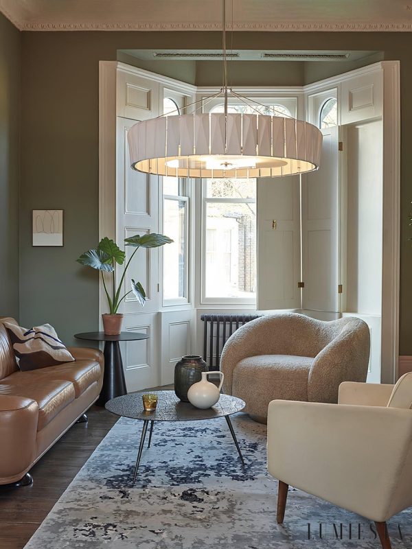 Volcaria - Lampa wisząca nowoczesna, chrom i biała do salonu, Ø55/75/103 cm