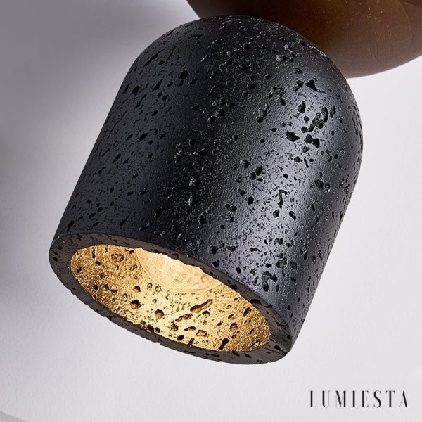 Vulcanis - Lampa wisząca trawertynowa, żółty trawertyn, do jadalni, Ø15×19 cm