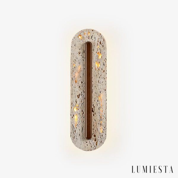 Yucatara - Lampa wisząca skandynawska, orzech/żółty trawertyn, nad stół, Ø11x35cm