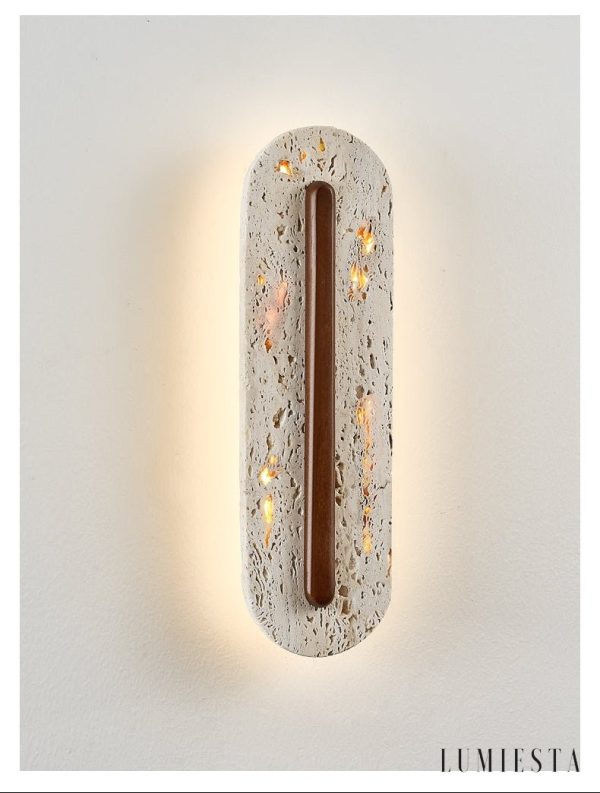 Yucatara - Lampa wisząca skandynawska, orzech/żółty trawertyn, nad stół, Ø11x35cm