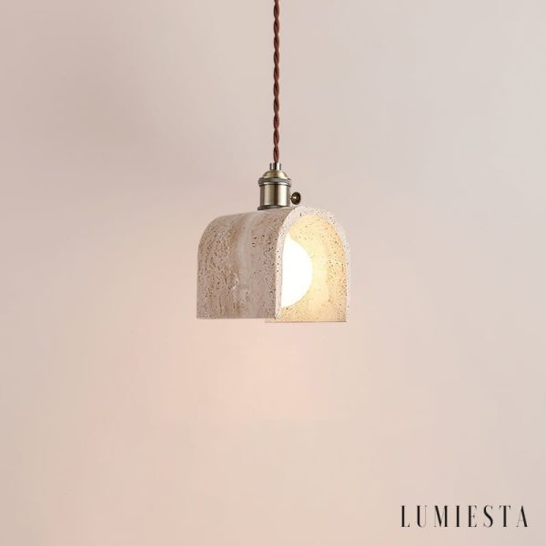 Zlotrava - Lampa wisząca trawertynowa złota do salonu i jadalni, Ø12/15/21 cm