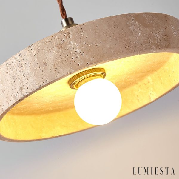 Zlotrava - Lampa wisząca trawertynowa złota do salonu i jadalni, Ø12/15/21 cm