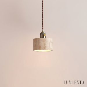 Zlotrava - Lampa wisząca trawertynowa złota do salonu i jadalni, Ø12/15/21 cm