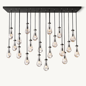 Raindropa Linear - Postmodernistyczny miedziany żyrandol  - Podłużna lampa wisząca