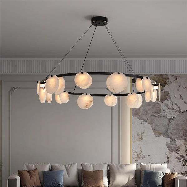 Berkeley - Alabastrowa lampa wisząca, okrągła 60/80 cm