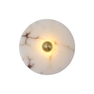 Okrounda - Lampa Ścienna Alabastrowa Złoto Biała Ciepła Zimna