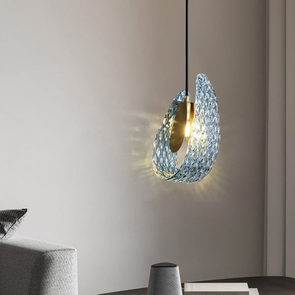  Islay - Lampa wisząca niebieskie szkło mosiężna 13cm x 23cm