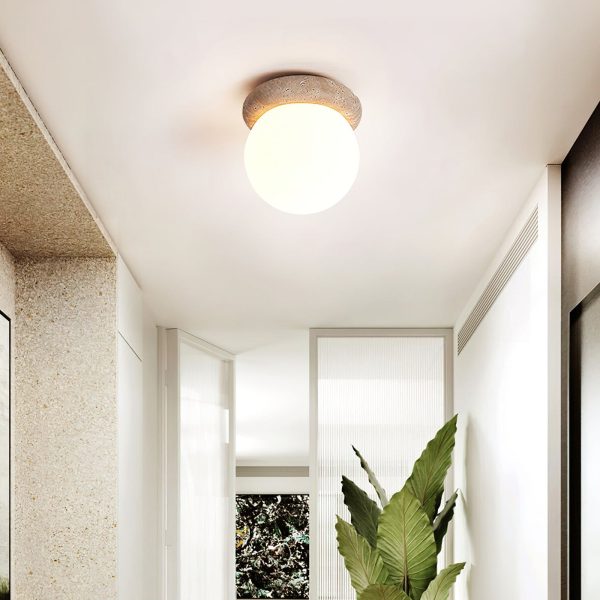 Travertynowa Asteroid okrągła lampa sufitowa 16cm beżowa