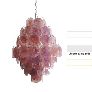 Lampa wisząca Vintage Murano Różowy Dysk 75cm w stylu retro
