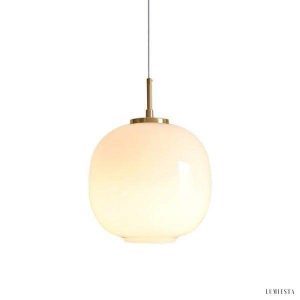 Nowoczesna lampa wisząca opalowa w kształcie latarni