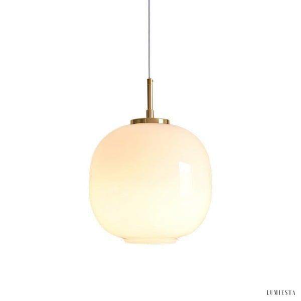 Nowoczesna lampa wisząca opalowa w kształcie latarni